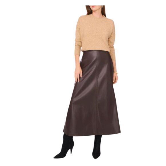 Vince Camuto Sweater Women Medium Tan Latte Heather Crewneck Knit Center Seam - Picture 10 of 12